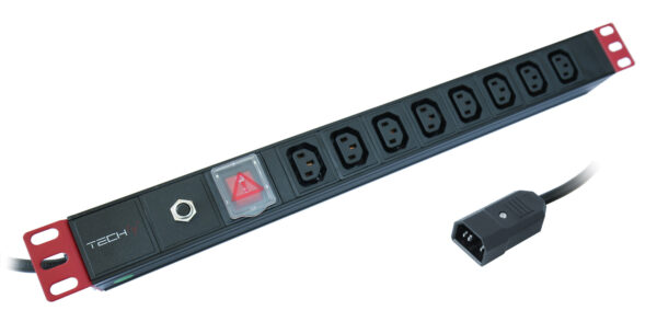 Multipresa 8 Posti C13 da Rack 19'' con Interruttore e Protezione Termica Spina C14 1U