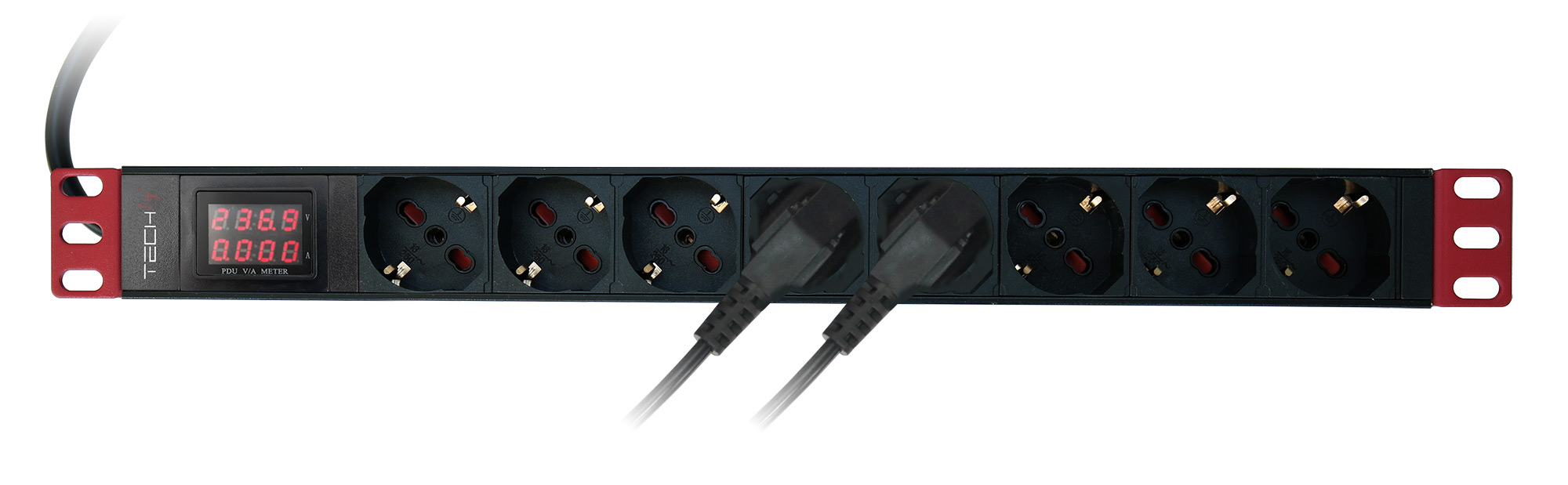 Multipresa 8 Posti da Rack 19'' con Misuratore Voltaggio e Amperaggio Spina Italiana 1U - immagine 2