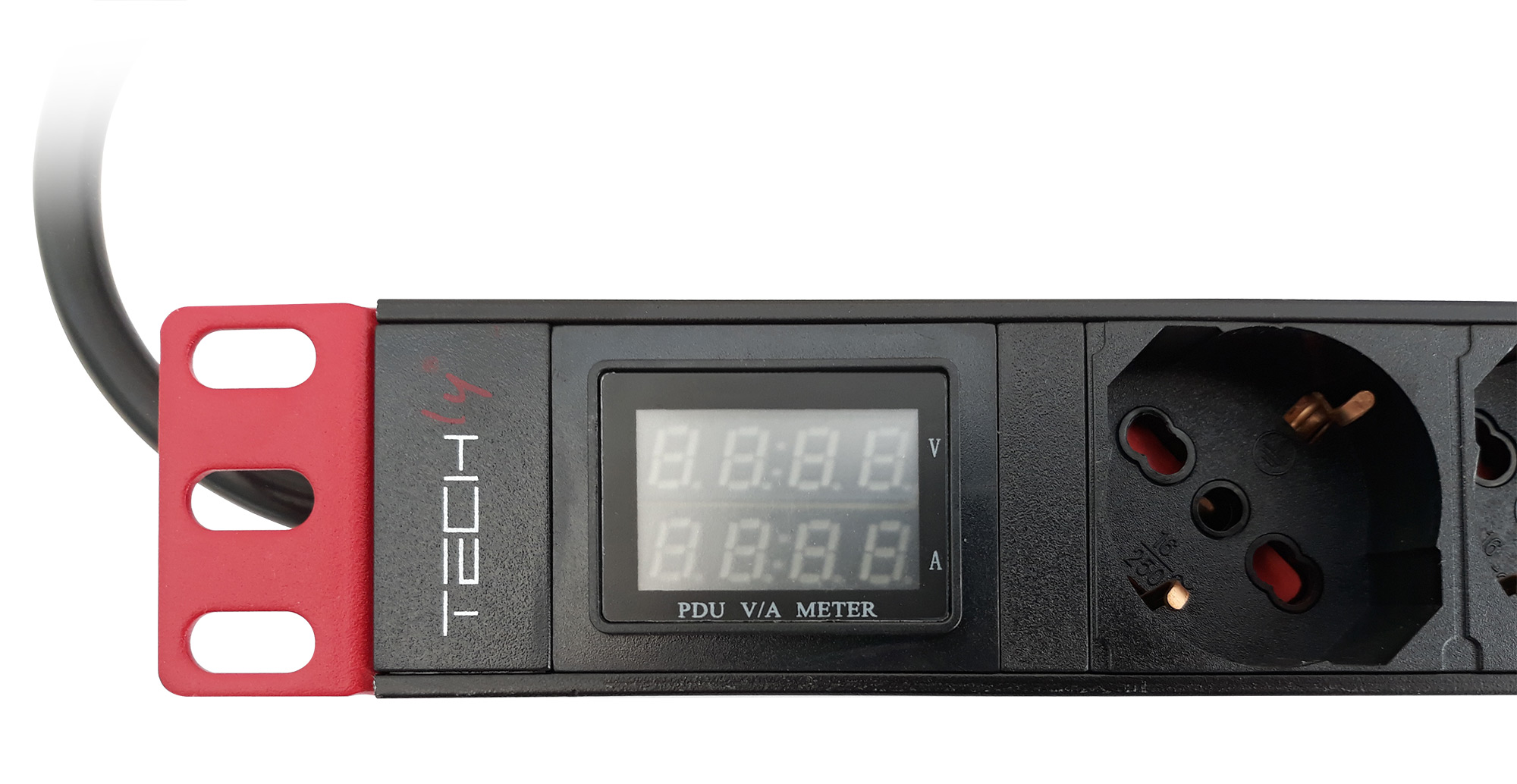 Multipresa 8 Posti da Rack 19'' con Misuratore Voltaggio e Amperaggio Spina Italiana 1U - immagine 3