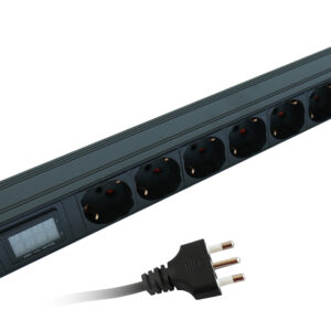 Multipresa 8 Posti da Rack 19'' con Misuratore Voltaggio e Amperaggio Spina Italiana 1U