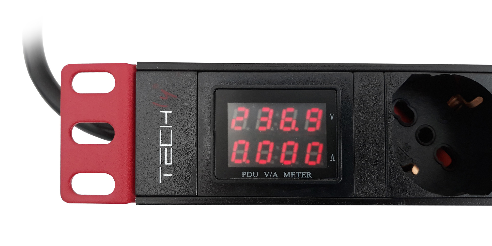 Multipresa 8 Posti da Rack 19'' con Misuratore Voltaggio e Amperaggio Spina Italiana 1U - immagine 4