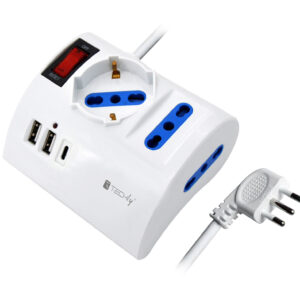 Multipresa da Tavolo 3 Posti con 2 Porte USB-A e 1 Porta USB-C™ QC3.0