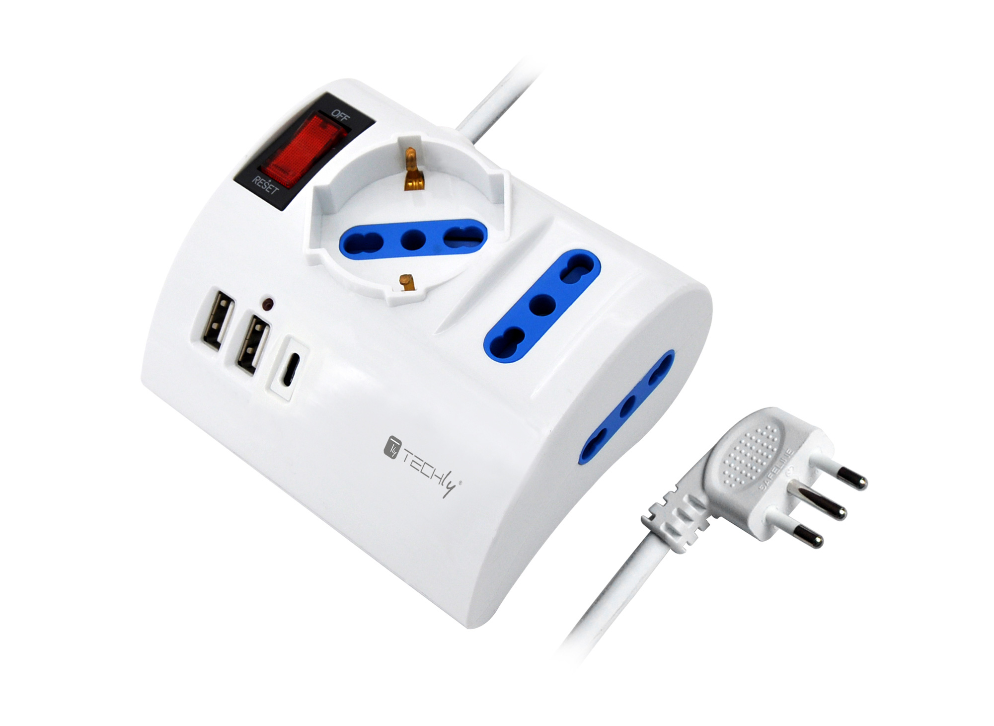 Multipresa da Tavolo 3 Posti con 2 Porte USB-A e 1 Porta USB-C™ QC3.0