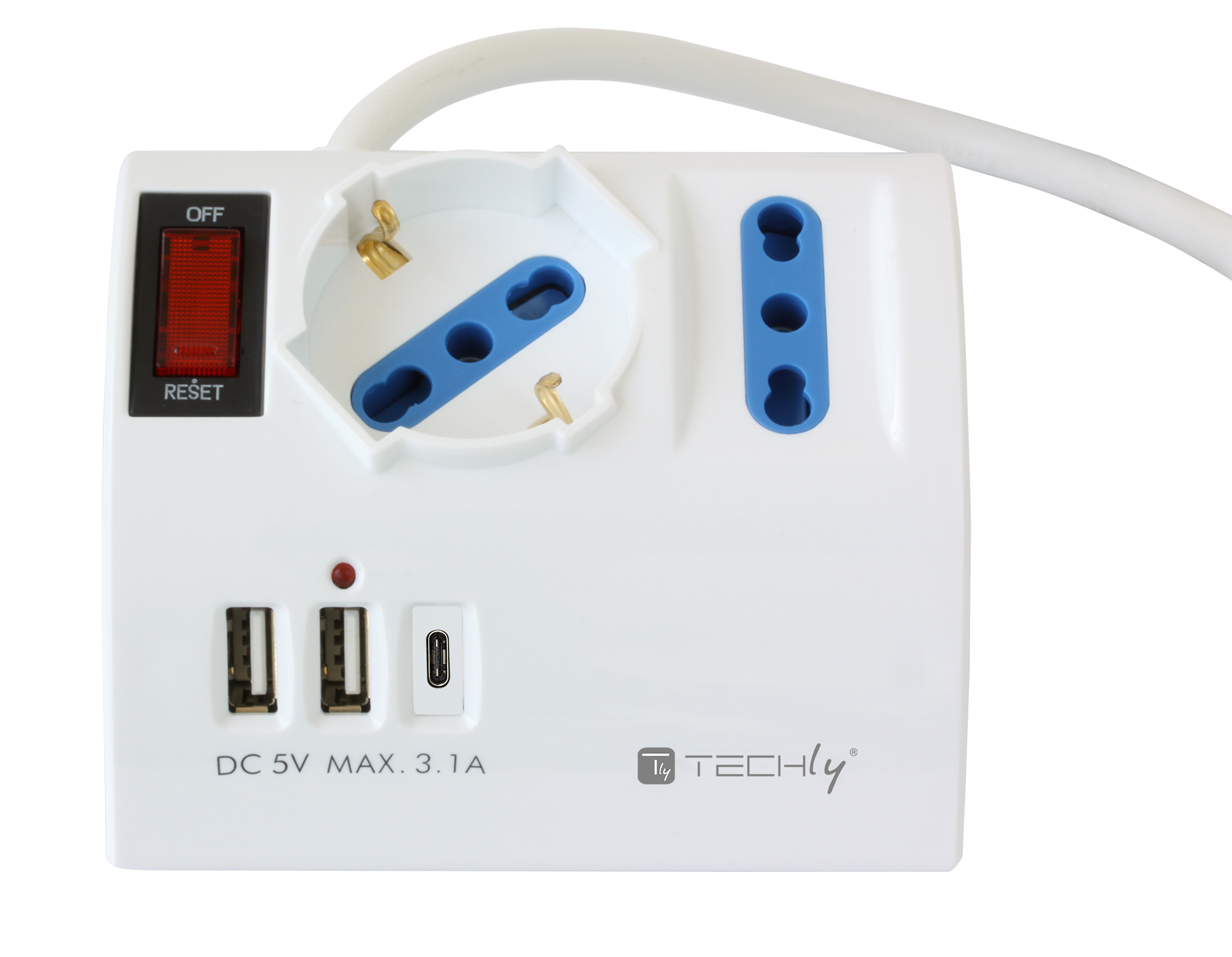 Multipresa da Tavolo 3 Posti con 2 Porte USB-A e 1 Porta USB-C™ QC3.0 - immagine 2