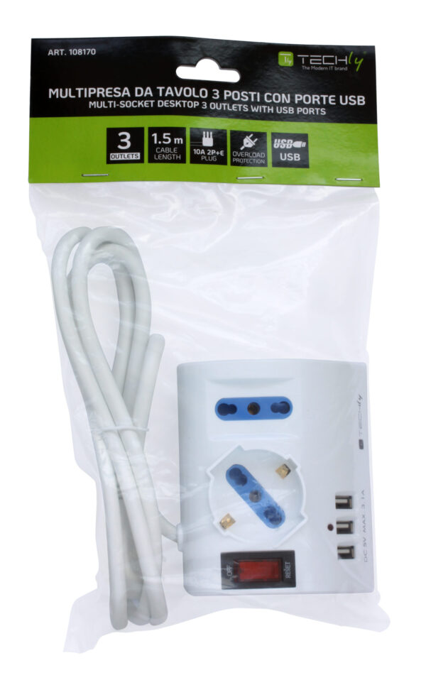 Multipresa da Tavolo 3 Posti con Porte USB - immagine 2