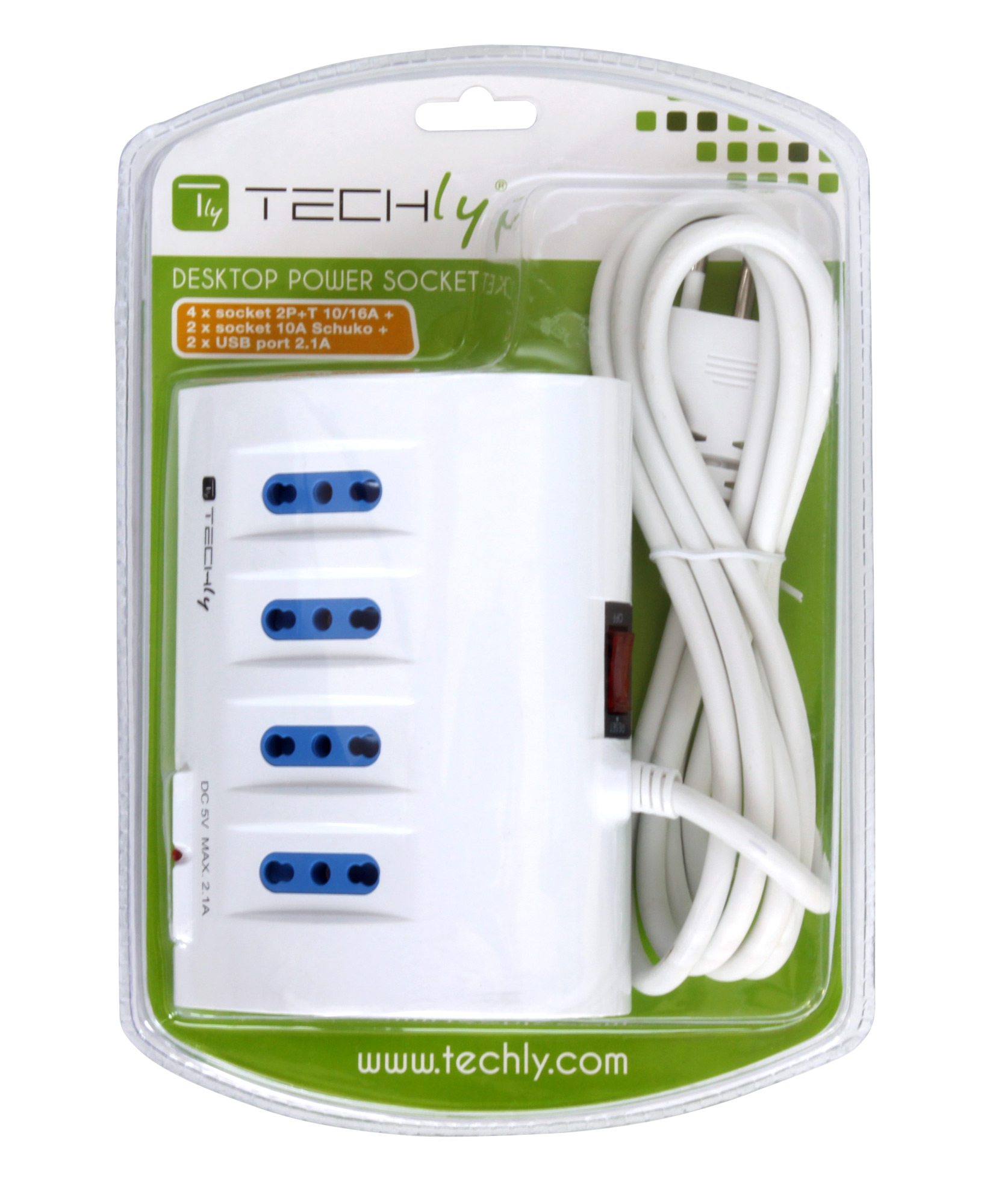 Multipresa da Tavolo 4 prese Italiane Bipasso 2 Schuko e 2 USB Bianca - immagine 2