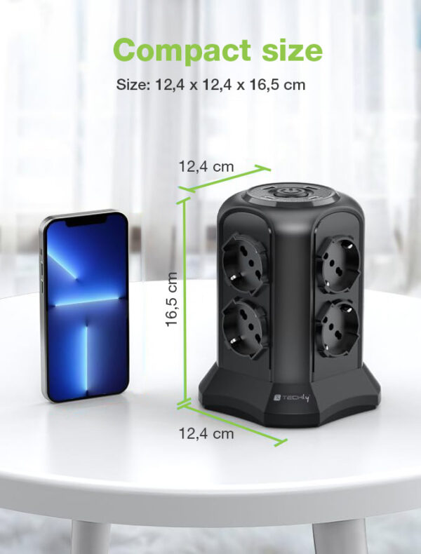 Multipresa da Tavolo a Torretta Salvaspazio 8 Prese Schuko 2 USB-A e 2 USB-C™ - immagine 2