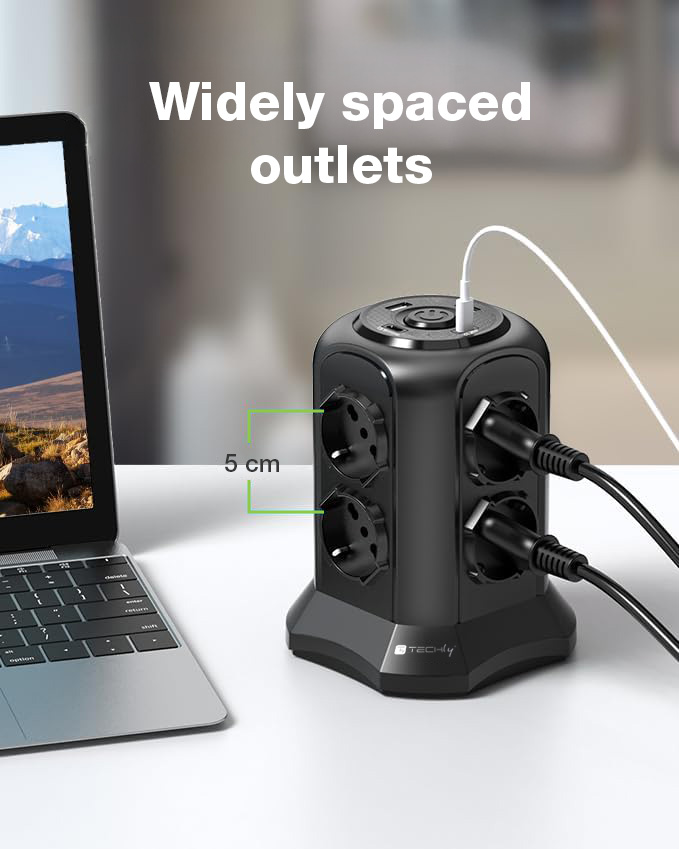 Multipresa da Tavolo a Torretta Salvaspazio 8 Prese Schuko 2 USB-A e 2 USB-C™ - immagine 3