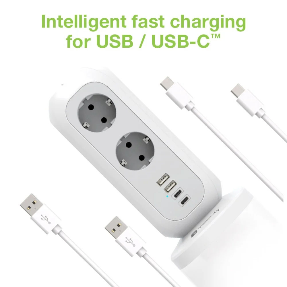 Multipresa da Tavolo Torretta di Alimentazione 11 Prese Schuko 2 USB-A e 2 USB-C™ - immagine 7