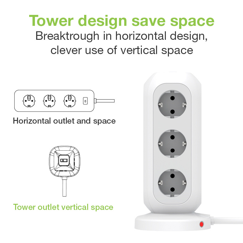 Multipresa da Tavolo Torretta di Alimentazione 11 Prese Schuko 2 USB-A e 2 USB-C™ - immagine 8