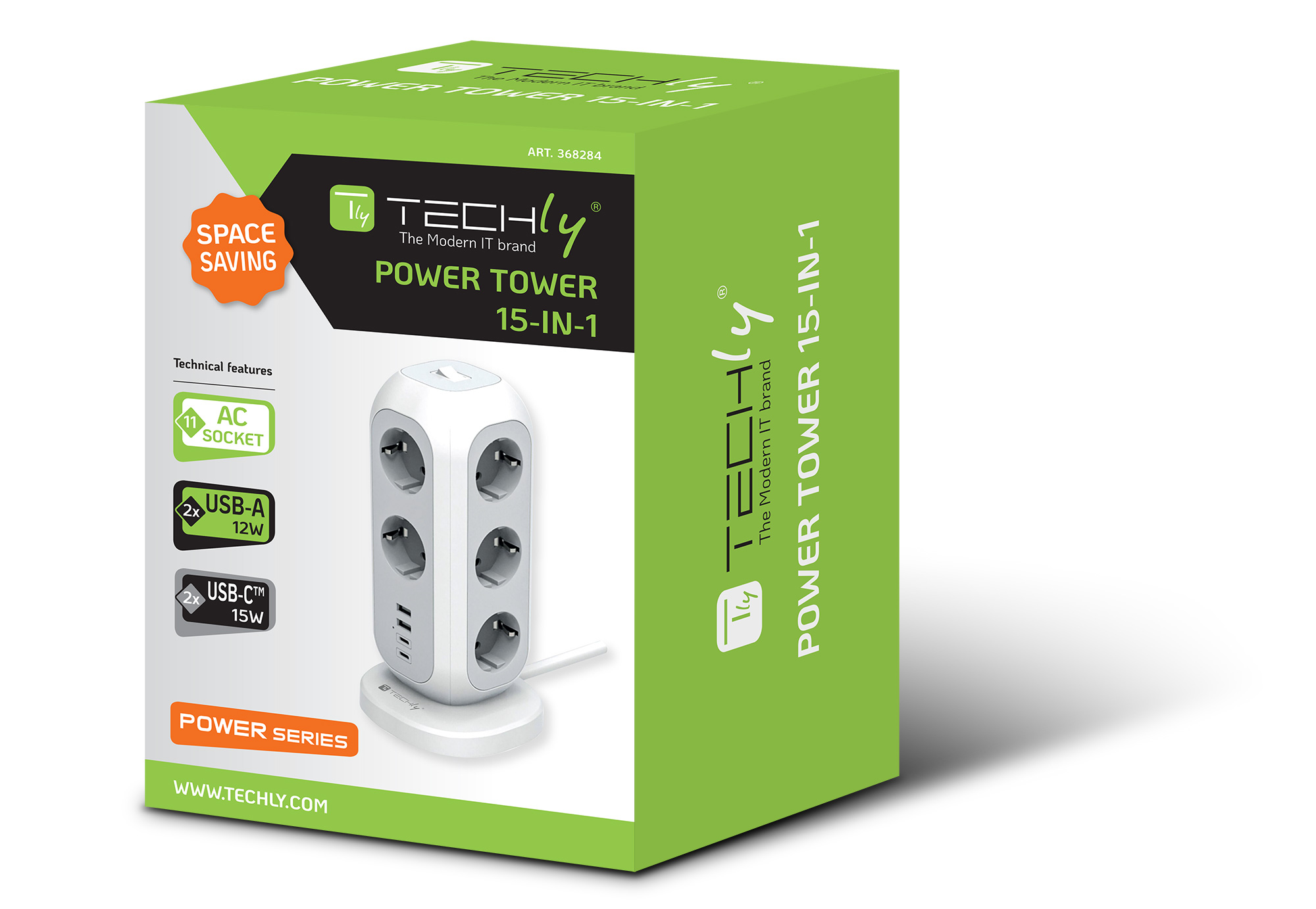 Multipresa da Tavolo Torretta di Alimentazione 11 Prese Schuko 2 USB-A e 2 USB-C™ - immagine 2