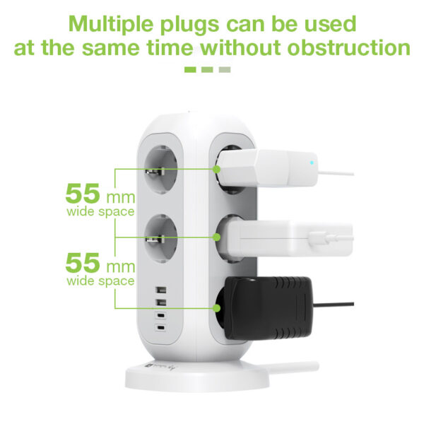 Multipresa da Tavolo Torretta di Alimentazione 11 Prese Schuko 2 USB-A e 2 USB-C™ - immagine 6