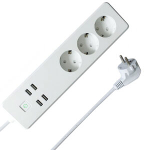 Multipresa Intelligente 3 Prese Schuko 4 USB Controllo Vocale, R4028