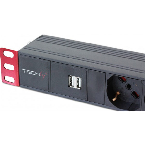 Multipresa 6 Posti da Rack 19'' con Interruttore 2xUSB Spina Italiana 1U - immagine 3