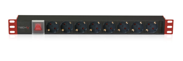 Multipresa 8 Posti da Rack 19'' con Interruttore Spina Schuko Angolata 1U