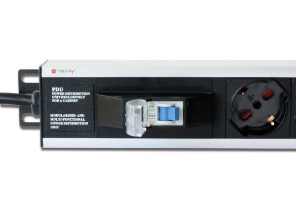 Multipresa Verticale per Rack 12 Posti Schuko con Magnetotermico Spina Schuko Angolata 1U - immagine 3