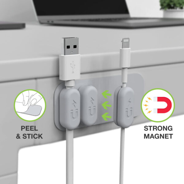 Organizzatore di Cavi Magnetico a Quattro Fermacavi con Base - immagine 2