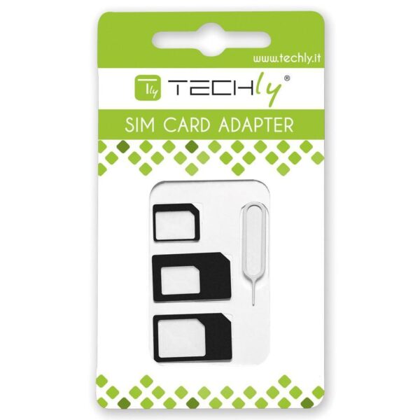Adattatore Scheda SIM (4 in 1) nano-SIM, Micro-SIM e SIM Nero - immagine 2