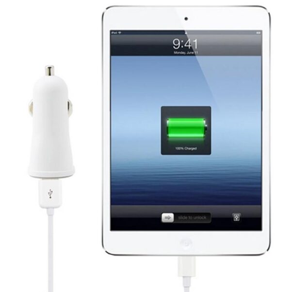 Caricatore da Auto Universale 1 Porta USB con Uscita 5V 1A Bianco - immagine 3