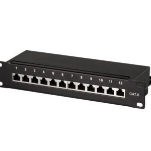 Pannello Patch 10'' STP 12 Posti RJ45 Cat. 6 Nero