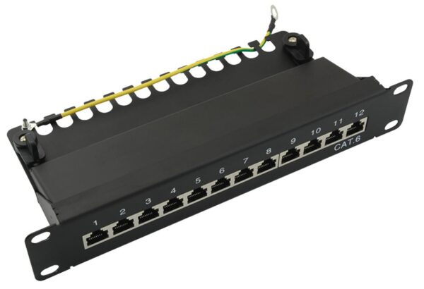 Pannello Patch 10'' STP 12 Posti RJ45 Cat. 6 Nero - immagine 2