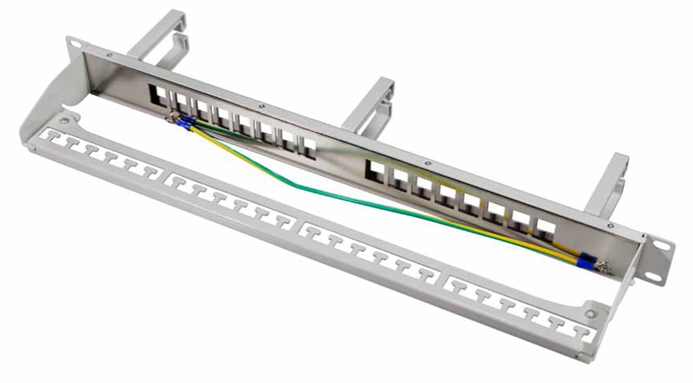 Pannello Patch 16 Posti Keystone Senza Frutti con Gestione Cavi Grigio - immagine 3