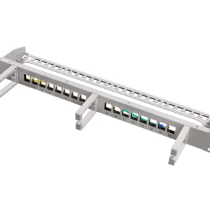 Pannello Patch 16 Posti Keystone Senza Frutti con Gestione Cavi Grigio