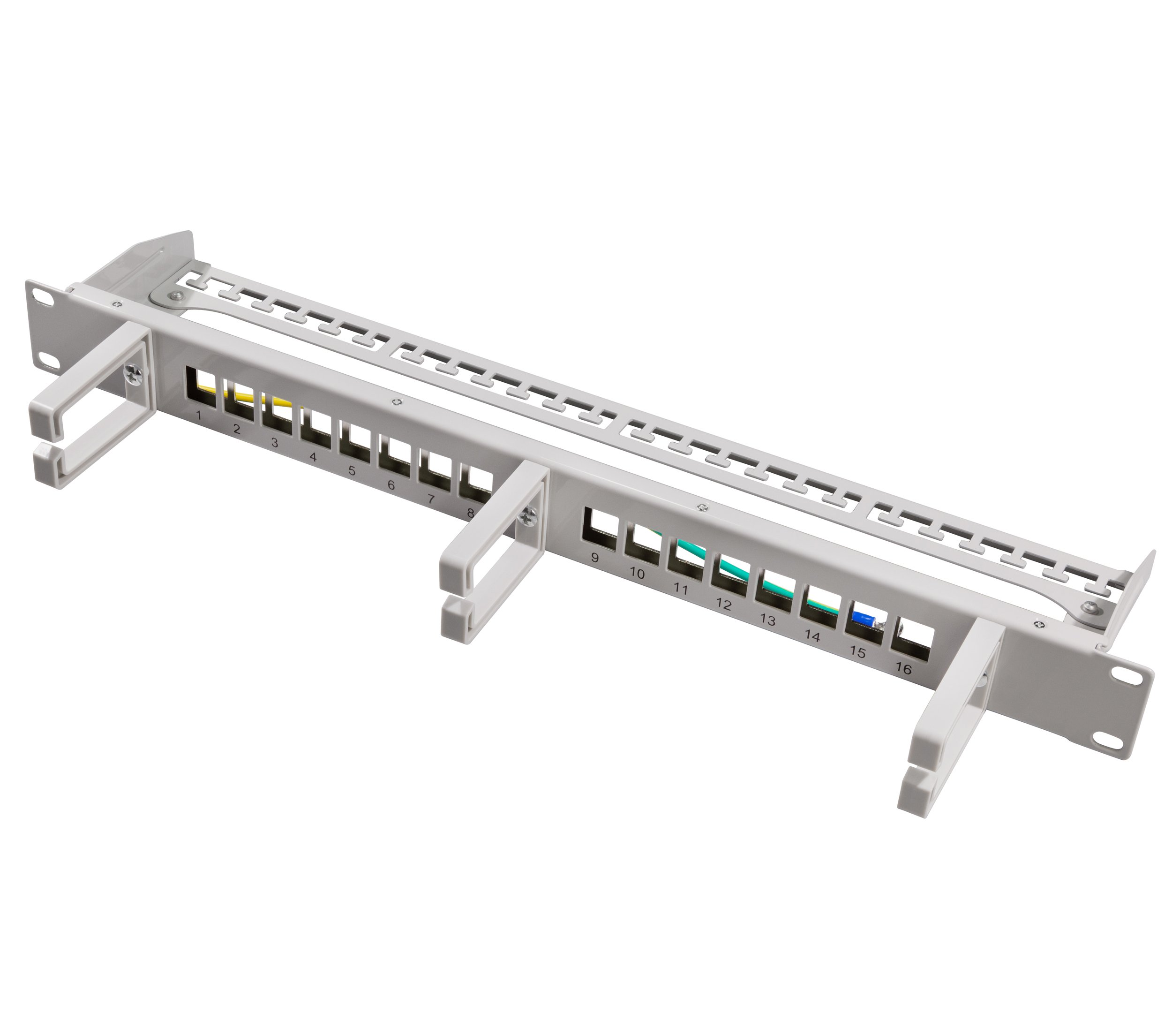 Pannello Patch 16 Posti Keystone Senza Frutti con Gestione Cavi Grigio