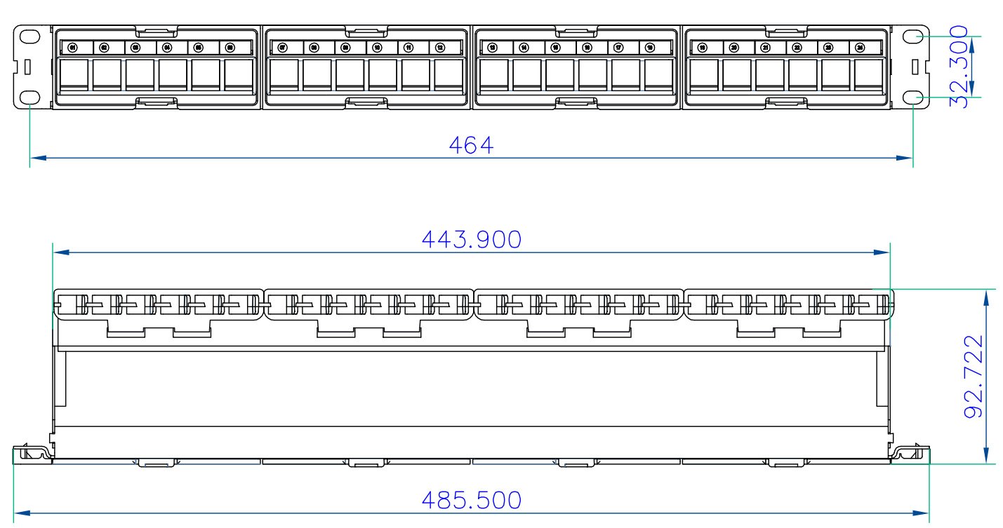 Pannello Patch Modulare 24 Posti UTP con Moduli Removibili 1 Unità Nero - immagine 2
