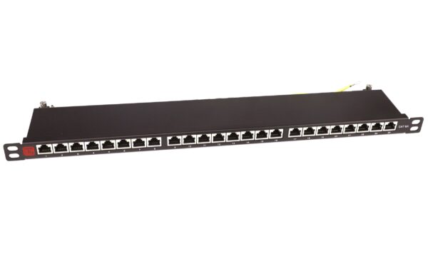 Pannello Patch STP 24 Posti RJ45 19'' 0.5U Cat.6A Nero
