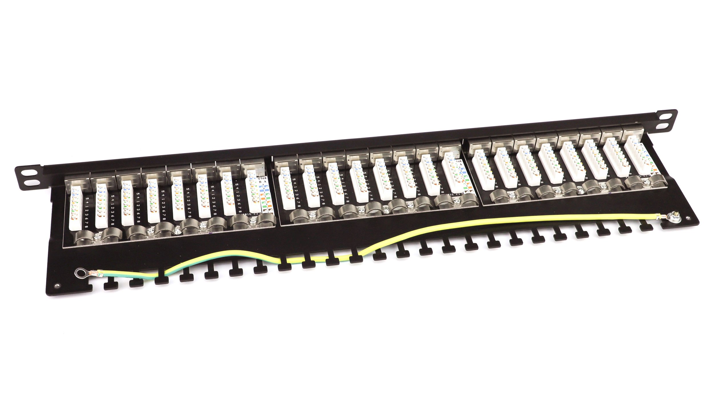 Pannello Patch STP 24 Posti RJ45 19'' 0.5U Cat.6A Nero - immagine 4