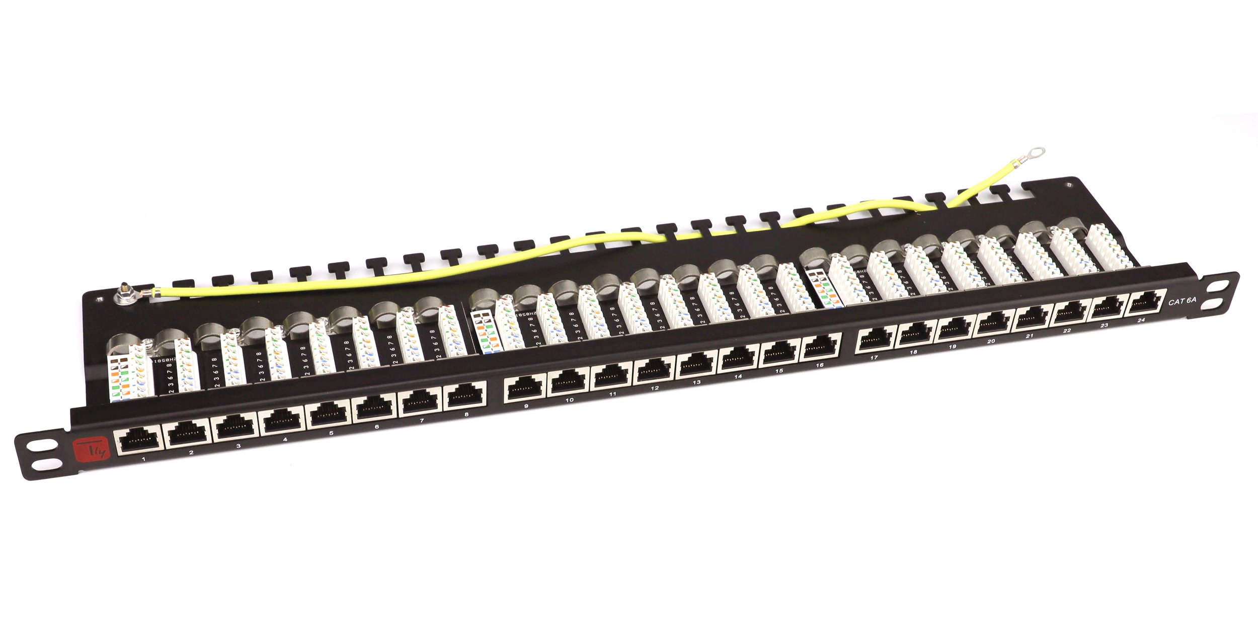 Pannello Patch STP 24 Posti RJ45 19'' 0.5U Cat.6A Nero - immagine 3