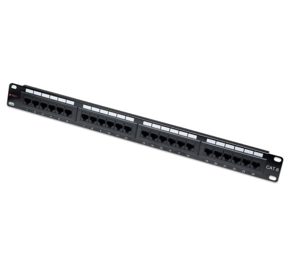 Pannello Patch UTP 24 Posti RJ45 Cat.6 con barra gestione cavi