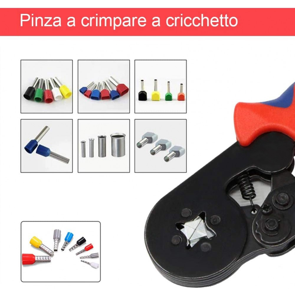 Pinza Crimpare a Cricchetto per Capicorda con 1200 Terminali 2.5-6.0 mm² - immagine 7