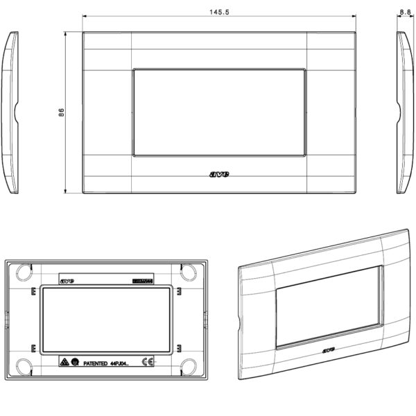 Placca Serie YOUNG 44 per Scatola Rettangolare 4 Moduli Grigio - immagine 2