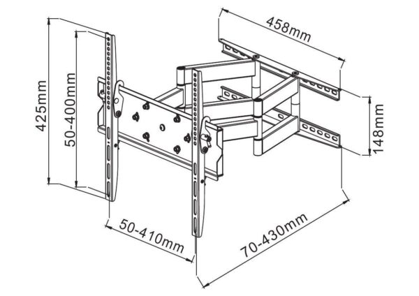 Supporto a Muro per TV LED LCD 23-55'' Full Motion Braccio Doppio - immagine 3
