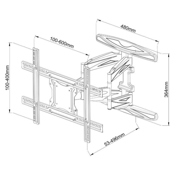 Supporto a Muro Ultra Slim per TV LED LCD 40-80'' Full Motion Nero - immagine 3