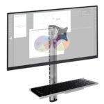 Postazione di lavoro a parete con supporto monitor e ripiano tastiera