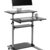Postazione di Lavoro Carrello PC Laptop con Mensole Altezza Regolabile - immagine 4