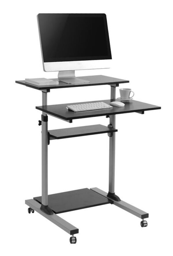Postazione di Lavoro Carrello PC Laptop con Mensole Altezza Regolabile - immagine 4