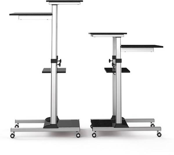 Postazione di Lavoro Carrello PC Laptop con Mensole Altezza Regolabile - immagine 7