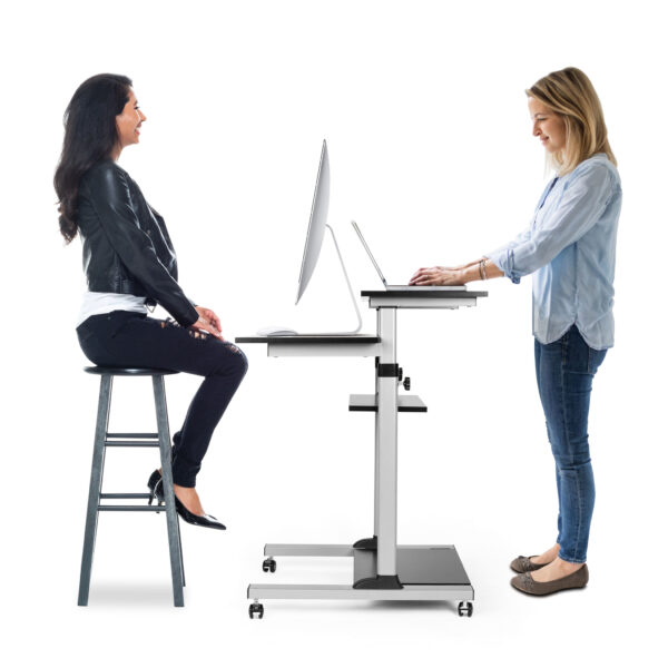 Postazione di Lavoro Carrello PC Laptop con Mensole Altezza Regolabile - immagine 6