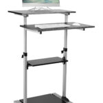 Postazione di Lavoro Carrello PC Laptop con Mensole Altezza Regolabile