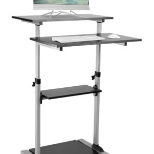 Postazione di Lavoro Carrello PC Laptop con Mensole Altezza Regolabile