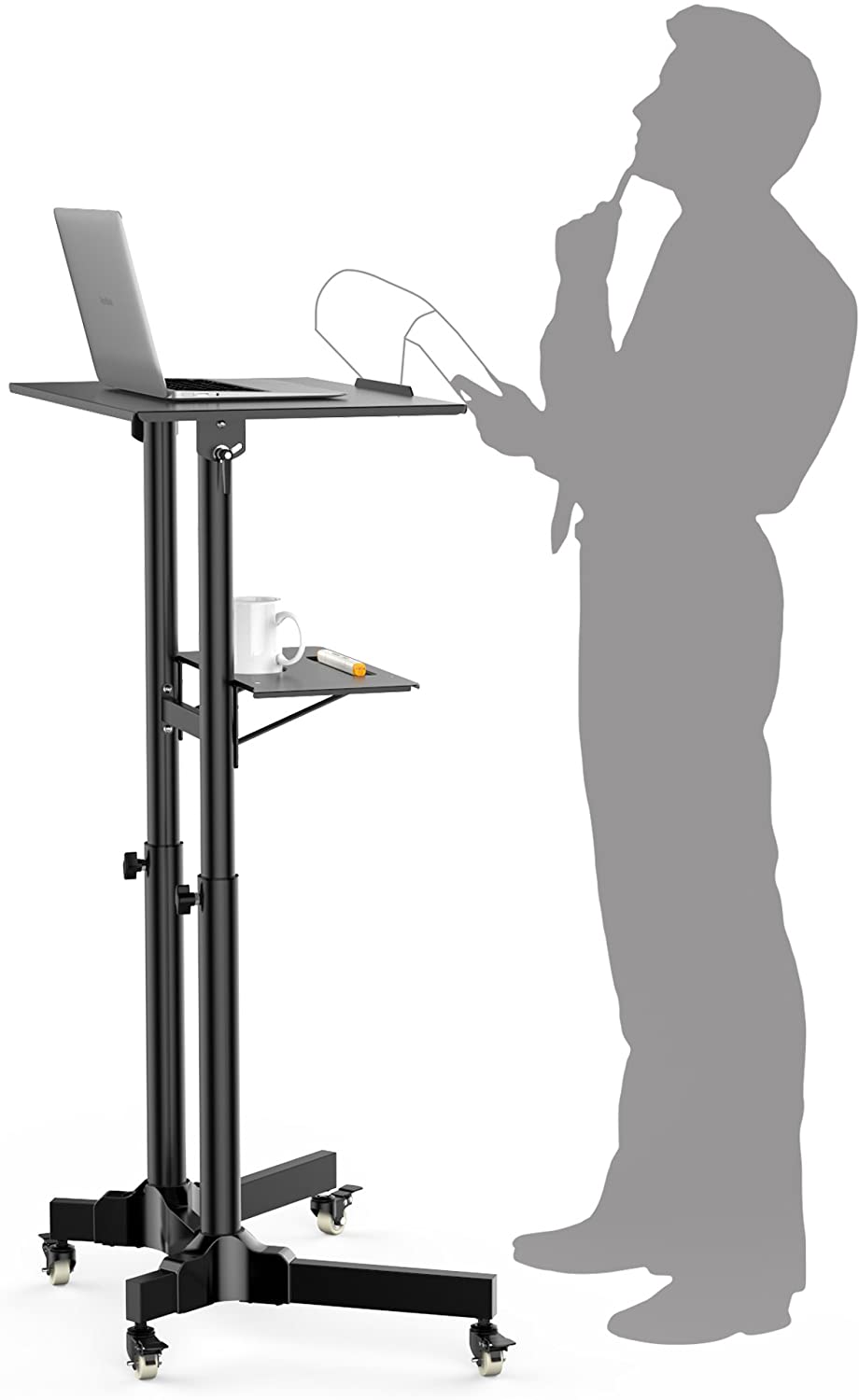 Postazione di Lavoro Supporto Laptop con Mensola Altezza Regolabile - immagine 6