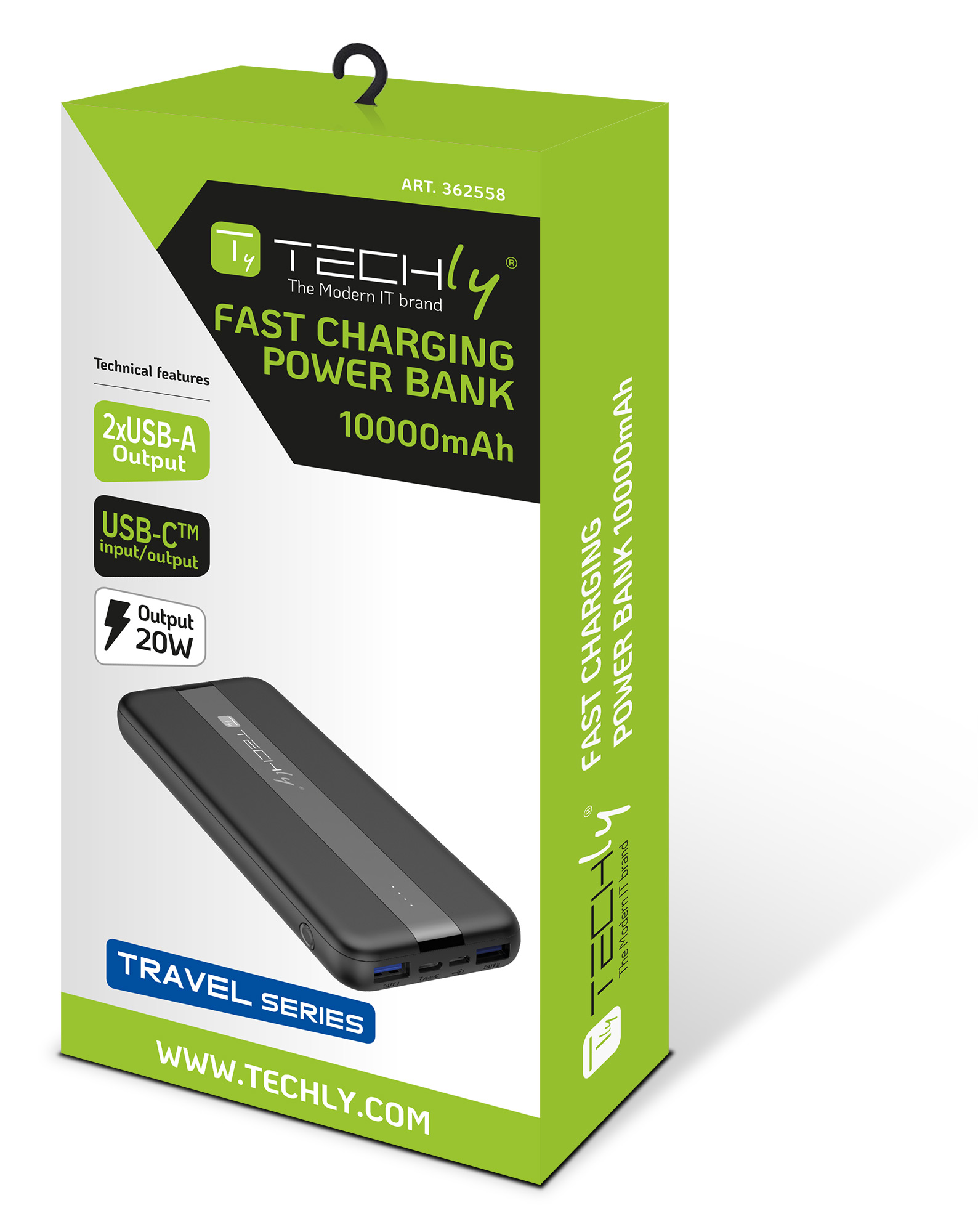 Power Bank  Smartphone 10000 mAh 20W USB-C™ 3 Porte Output con Cavo - immagine 2