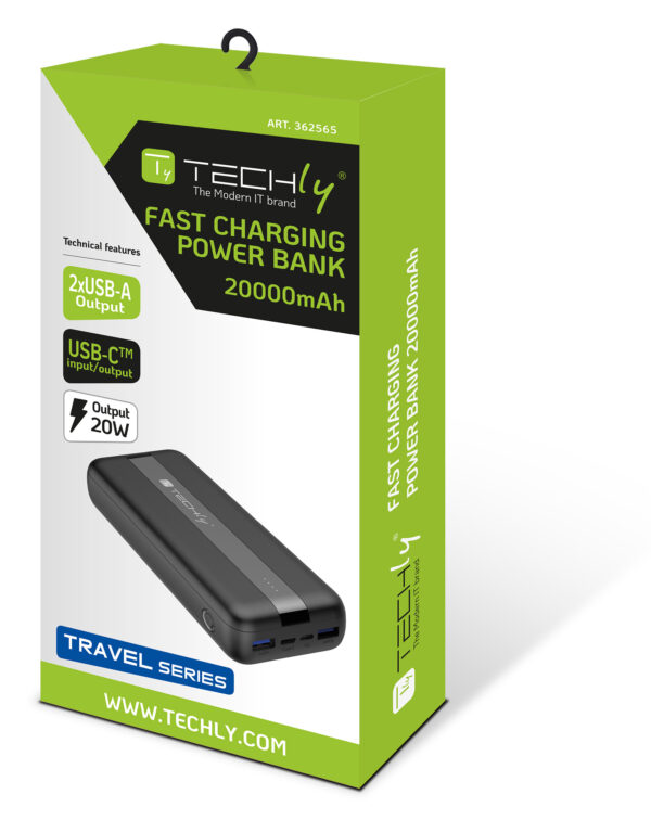 Power Bank Caricatore 20000 mAh 20W 3 Porte Output con Cavo Micro USB - immagine 2
