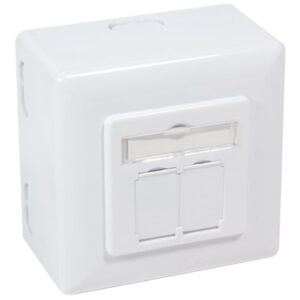 Presa a Muro Esterna 2xRJ45 Cat.6 FTP Bianca da incasso