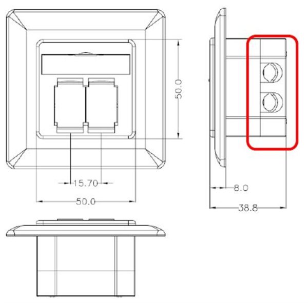 Presa a Muro Esterna 2xRJ45 Cat.6A Bianco - immagine 2