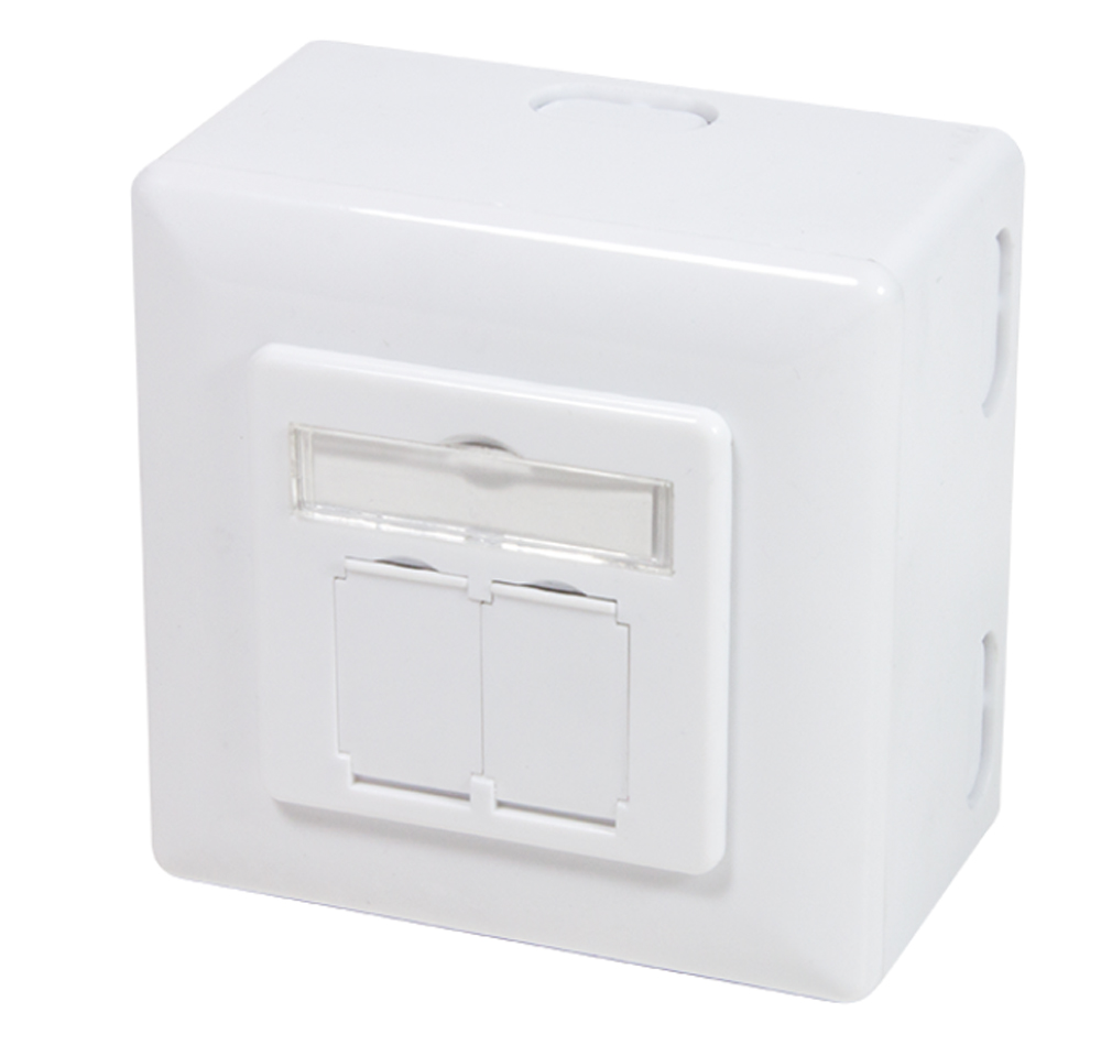 Presa a Muro Esterna 2xRJ45 Cat.6 FTP Bianca da incasso - immagine 3
